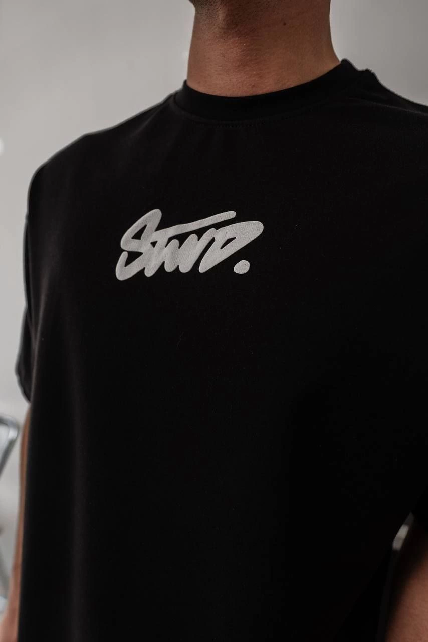 ASSEMA Erkek Baskılı Oversize Kısa kol  T-shirt - Siyah