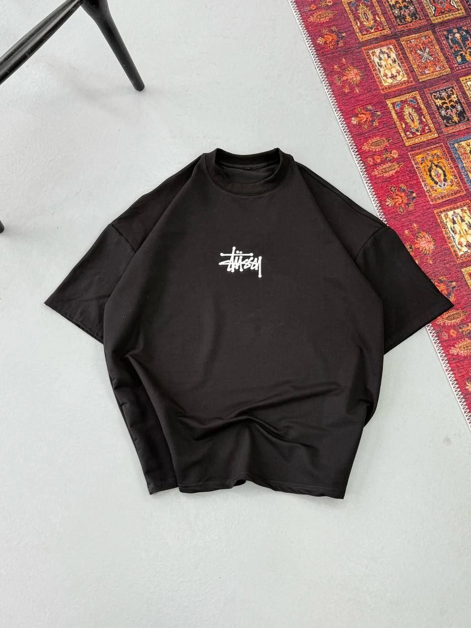 ASSEMA Erkek Baskılı kısa kollu Oversize T-shirt - Siyah
