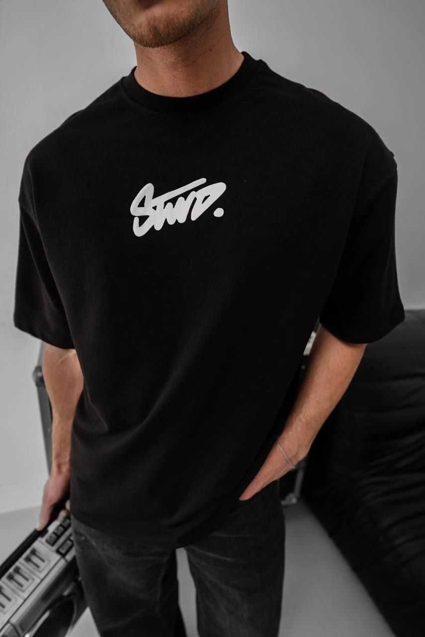 ASSEMA Erkek Baskılı Oversize Kısa kol  T-shirt - Siyah