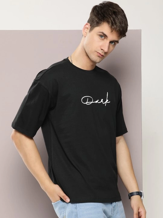 ASSEMA Erkek Baskılı T-Shirt Kısa Kol Bisiklet Yaka Regular Fit Rahat Kalıp Tişört - Siyah