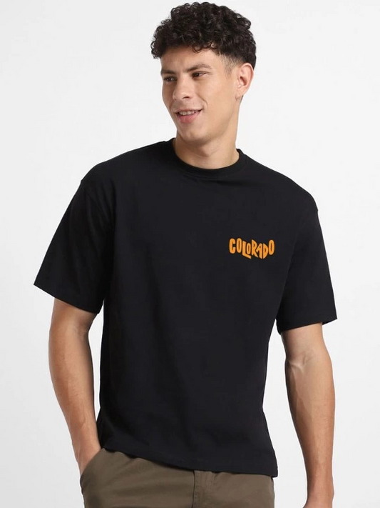 ASSEMA Erkek Baskılı Oversize Kısa kol  T-shirt - Siyah