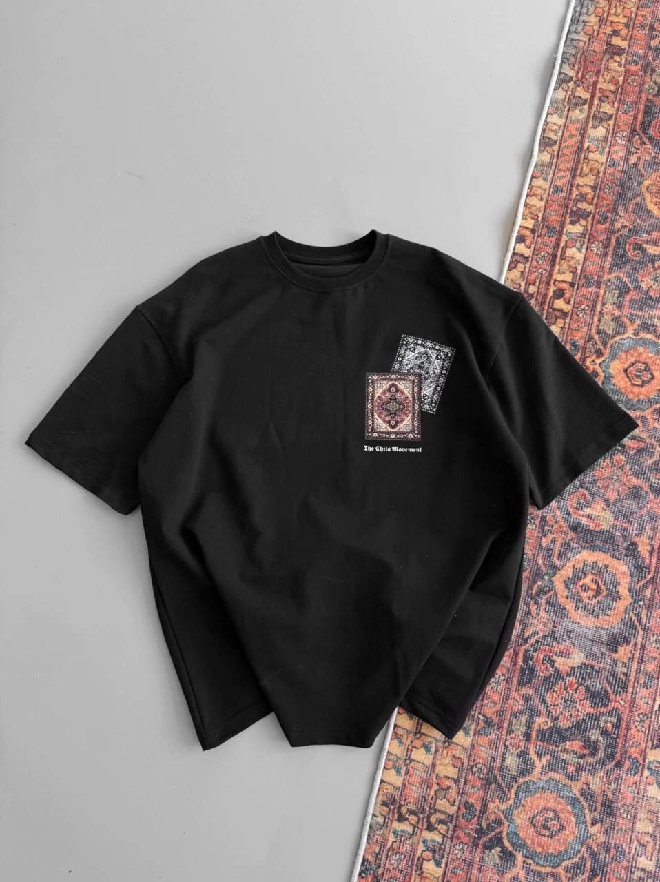 ASSEMA Erkek Baskılı Oversize Kısa kol  T-shirt - Siyah