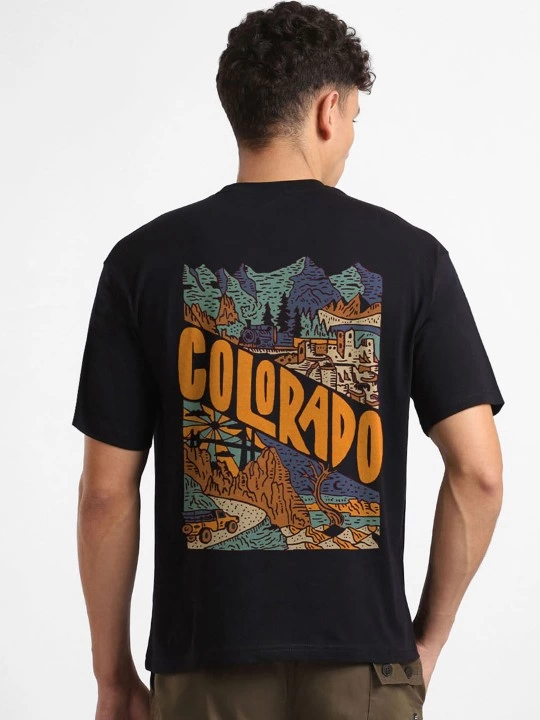 ASSEMA Erkek Baskılı Oversize Kısa kol  T-shirt - Siyah