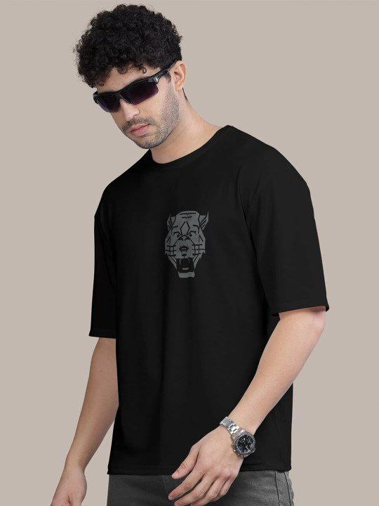 ASSEMA Erkek Baskılı T-Shirt Kısa Kol Bisiklet Yaka Regular Fit Rahat Kalıp Tişört -  Siyah
