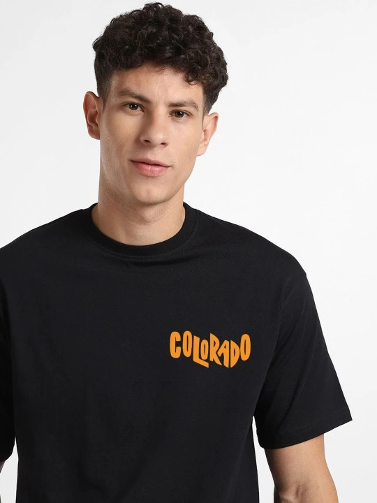 ASSEMA Erkek Baskılı Oversize Kısa kol  T-shirt - Siyah