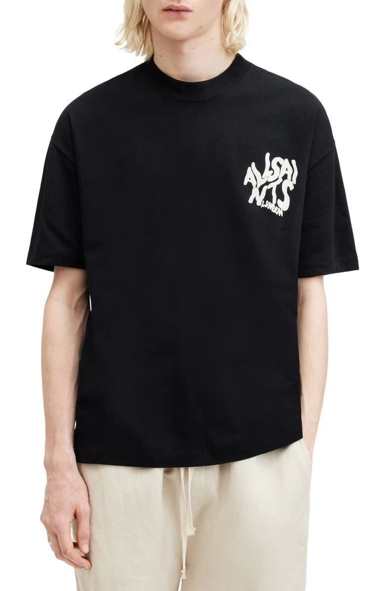 ASSEMA Erkek Baskılı Oversize Kısa kol  T-shirt - Siyah