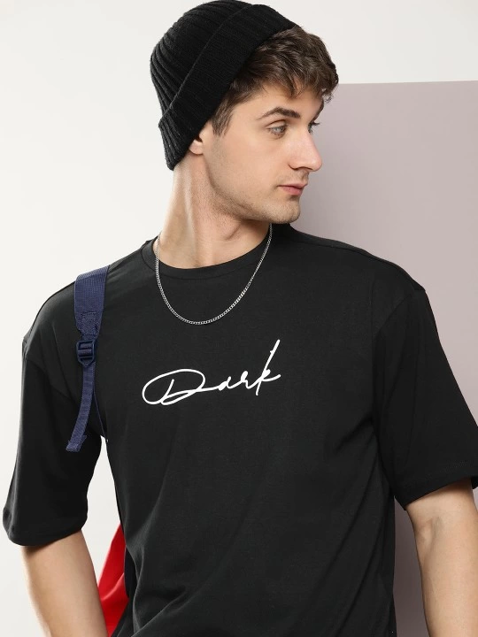 ASSEMA Erkek Baskılı T-Shirt Kısa Kol Bisiklet Yaka Regular Fit Rahat Kalıp Tişört - Siyah