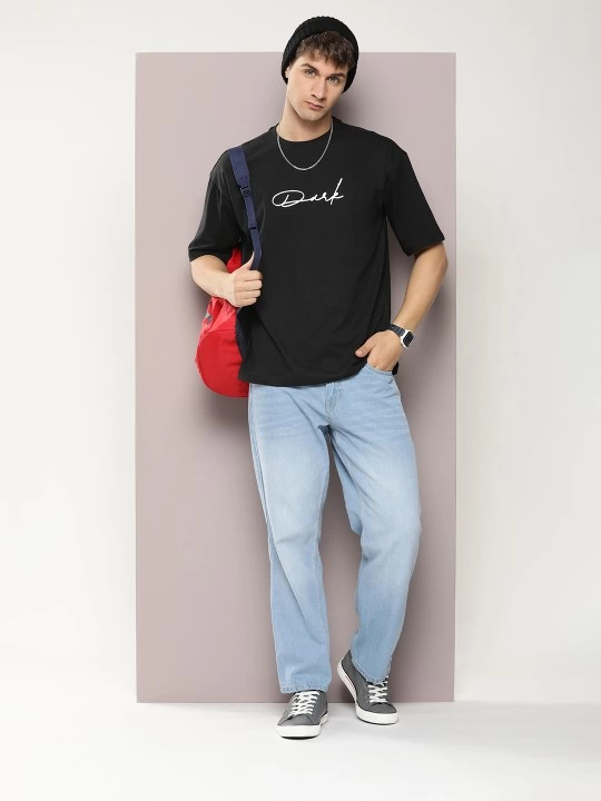 ASSEMA Erkek Baskılı T-Shirt Kısa Kol Bisiklet Yaka Regular Fit Rahat Kalıp Tişört - Siyah