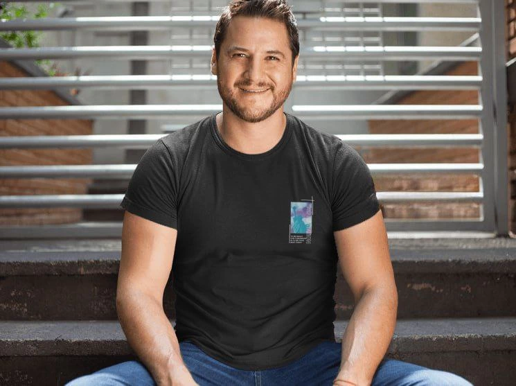 ASSEMA Erkek Bisiklet Yaka Baskılı Kısa kol T-Shirt - Siyah