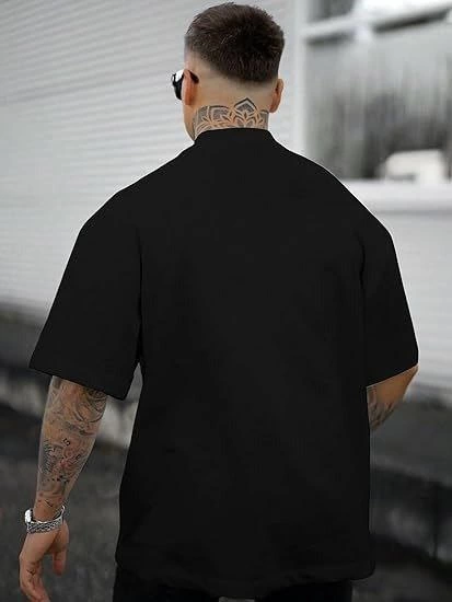 ASSEMA Erkek Baskılı T-Shirt Kısa Kol Bisiklet Yaka Regular Fit Rahat Kalıp Tişört - Siyah
