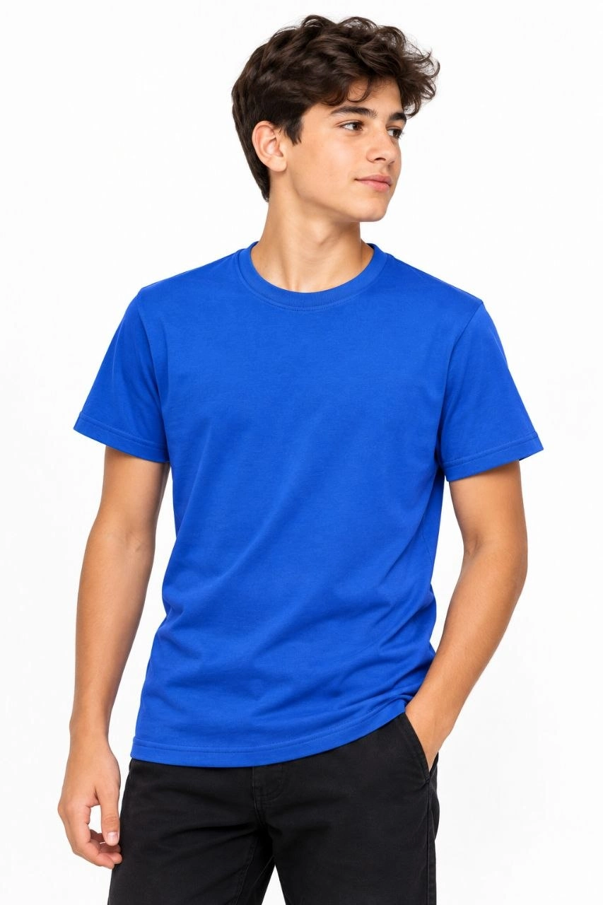 Erkek Çocuk Basic Bisiklet Yaka Kısa Kollu Slim Fit Yazlık Tişört