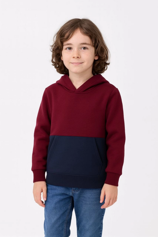 ASSEMA Erkek Çocuk Kapüşonlu Kanguru Cepli Parçalı SweatShirt - Renkli