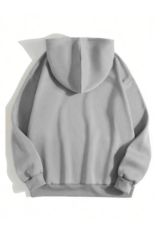 ASSEMA Erkek Düz Kapüşonlu  üç iplik pamuklu sweatshirt   - Boyalı Gri