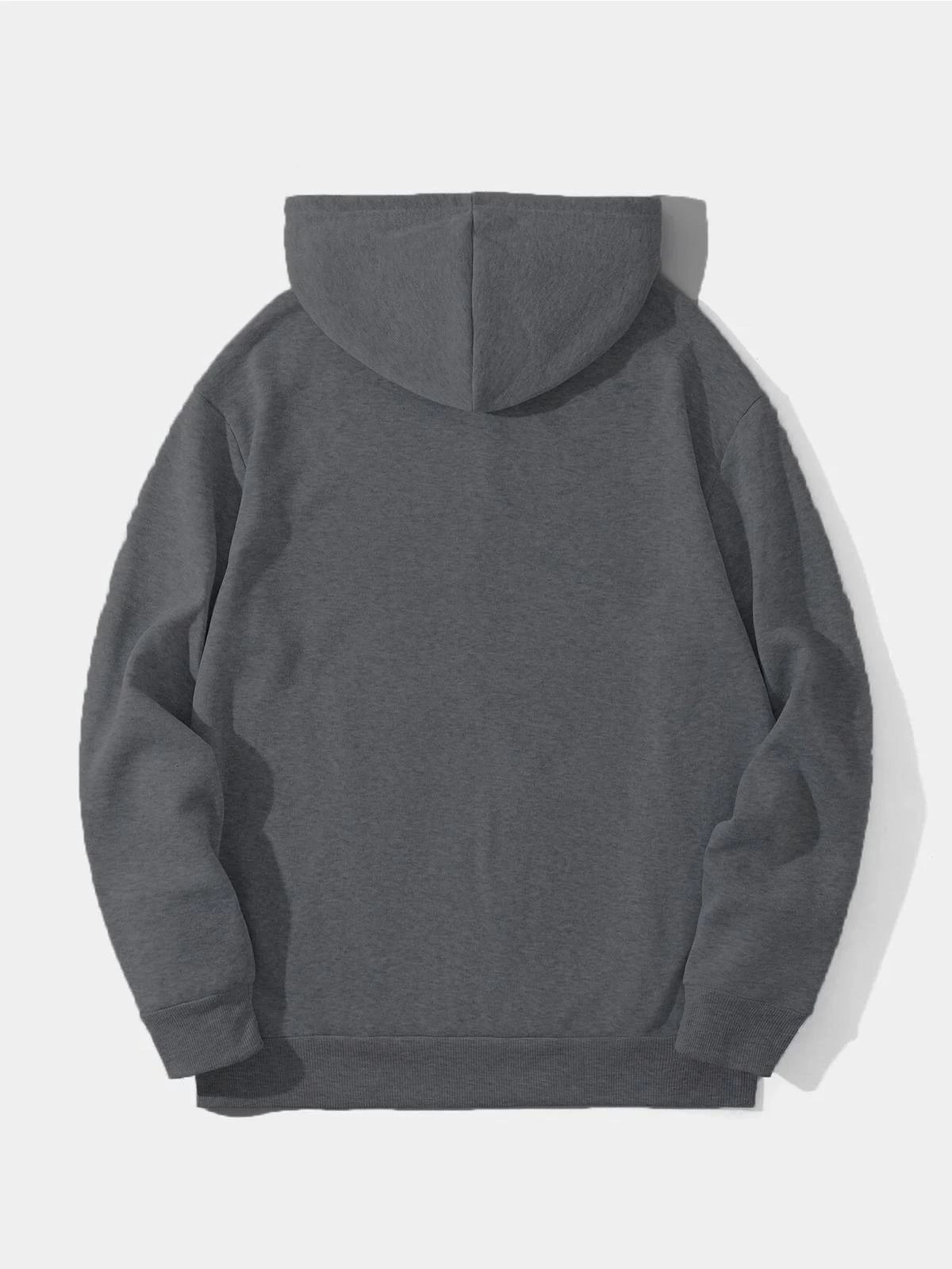 ASSEMA Erkek Düz Kapüşonlu üç iplik pamuklu sweatshirt  - Füme