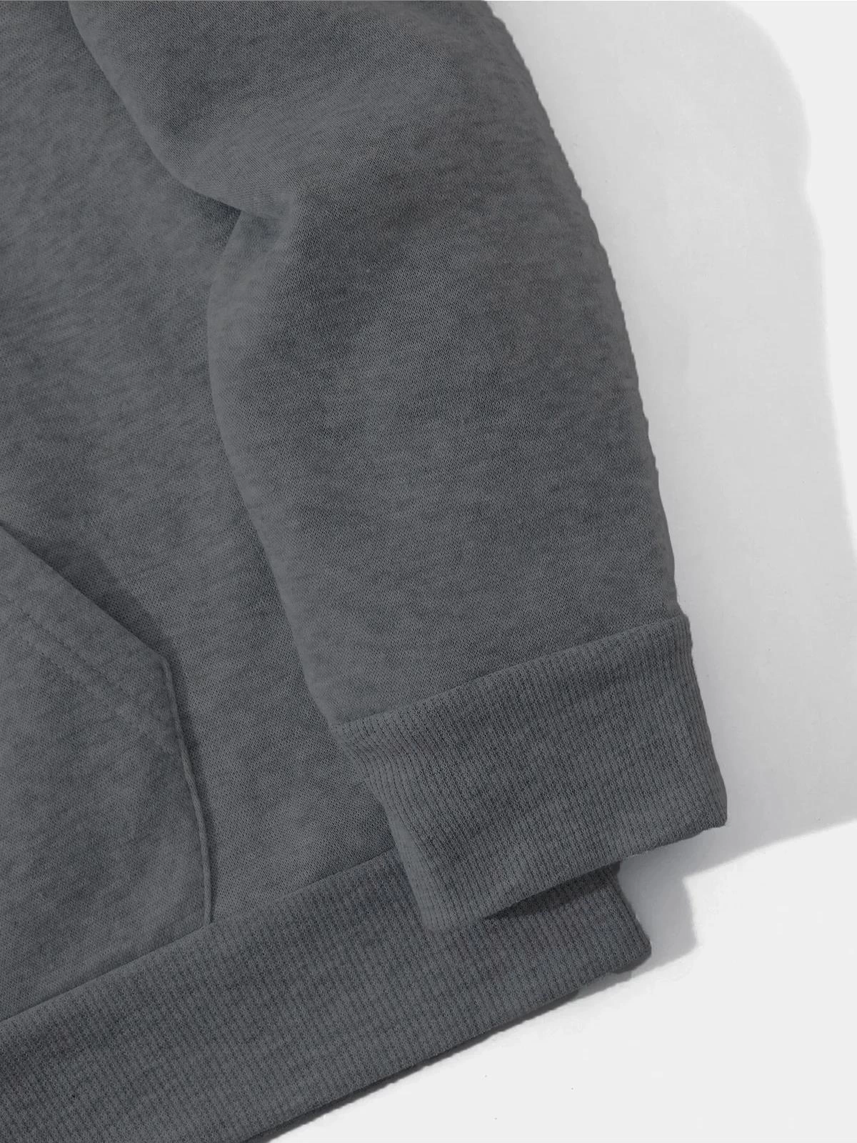 ASSEMA Erkek Düz Kapüşonlu üç iplik pamuklu sweatshirt  - Füme