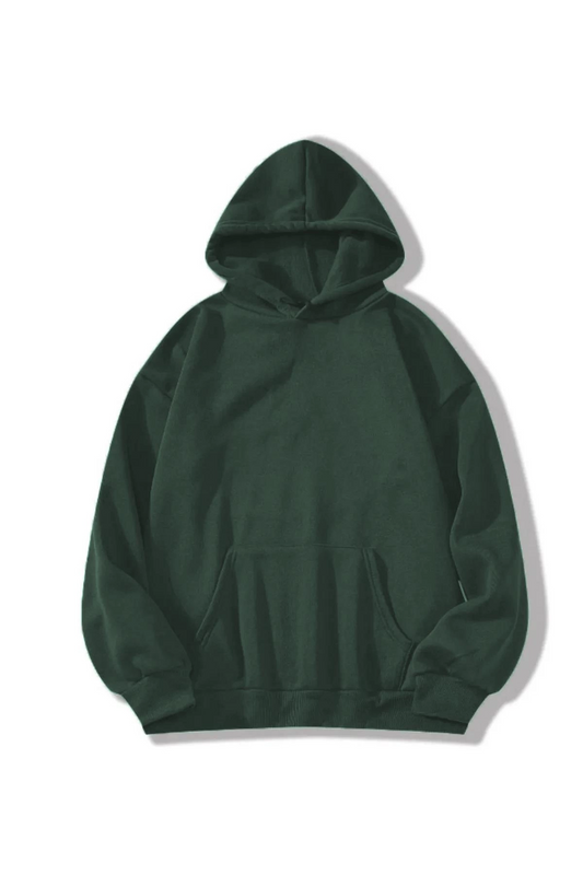 ASSEMA Erkek Düz Kapüşonlu  üç iplik pamuklu sweatshirt   - Koyu Yeşil