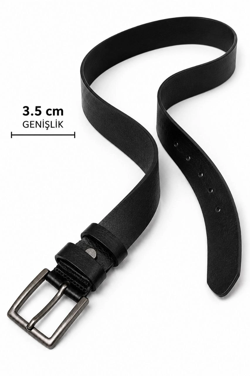 Erkek Hakiki Deri 3.5 cm Klasik Kemer Metal Tokalı Günlük ve Klasik Kullanım