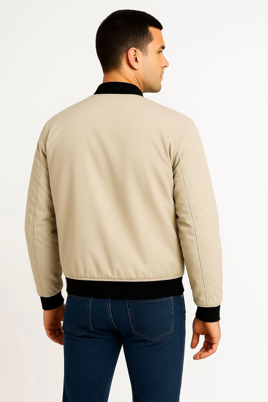 ASSEMA Erkek Bomber Mont Ceket Fermuarlı Kapitone İçi Astarlı Su İtici Regular Fit Uzun - Bej