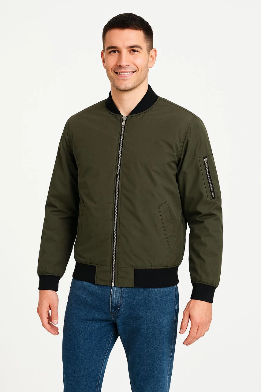 ASSEMA Erkek Bomber Mont Ceket Fermuarlı Kapitone İçi Astarlı Su İtici Regular Fit Uzun - Haki