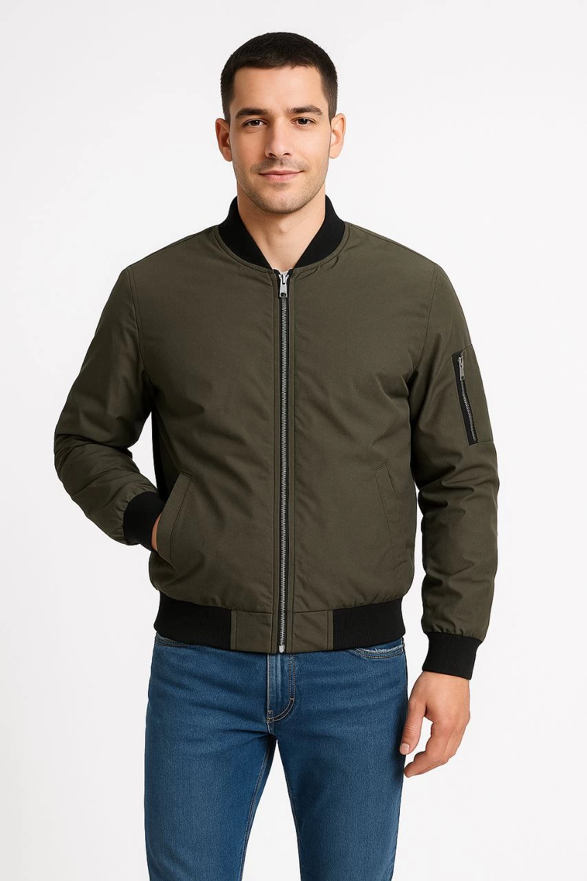 ASSEMA Erkek Bomber Mont Ceket Fermuarlı Kapitone İçi Astarlı Su İtici Regular Fit Uzun - Haki