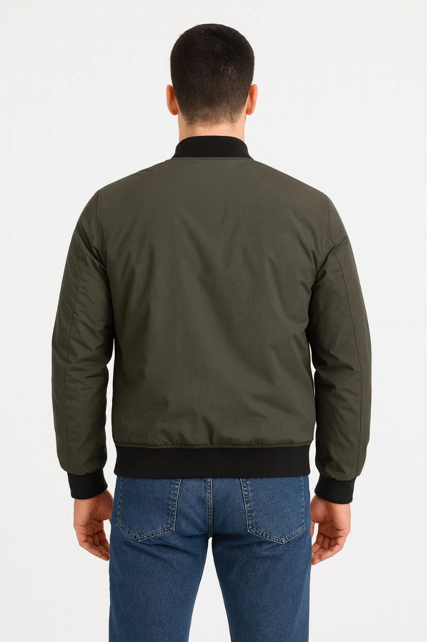 ASSEMA Erkek Bomber Mont Ceket Fermuarlı Kapitone İçi Astarlı Su İtici Regular Fit Uzun - Haki