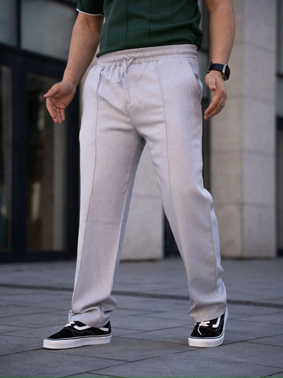 ASSEMA Erkek Keten Cepli Çıma Dikişli jogger Buggy Pantalon Rahat kalıp - Gri