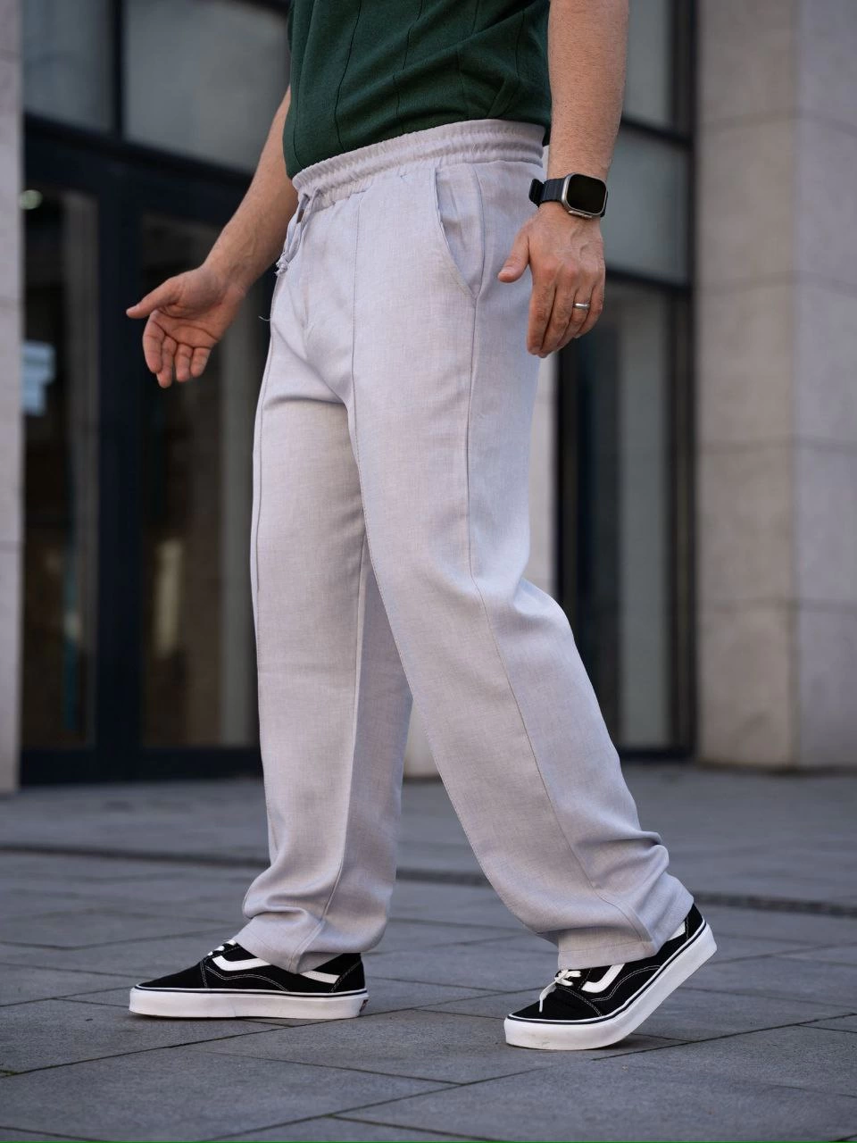 ASSEMA Erkek Keten Cepli Çıma Dikişli jogger Buggy Pantalon Rahat kalıp - Gri