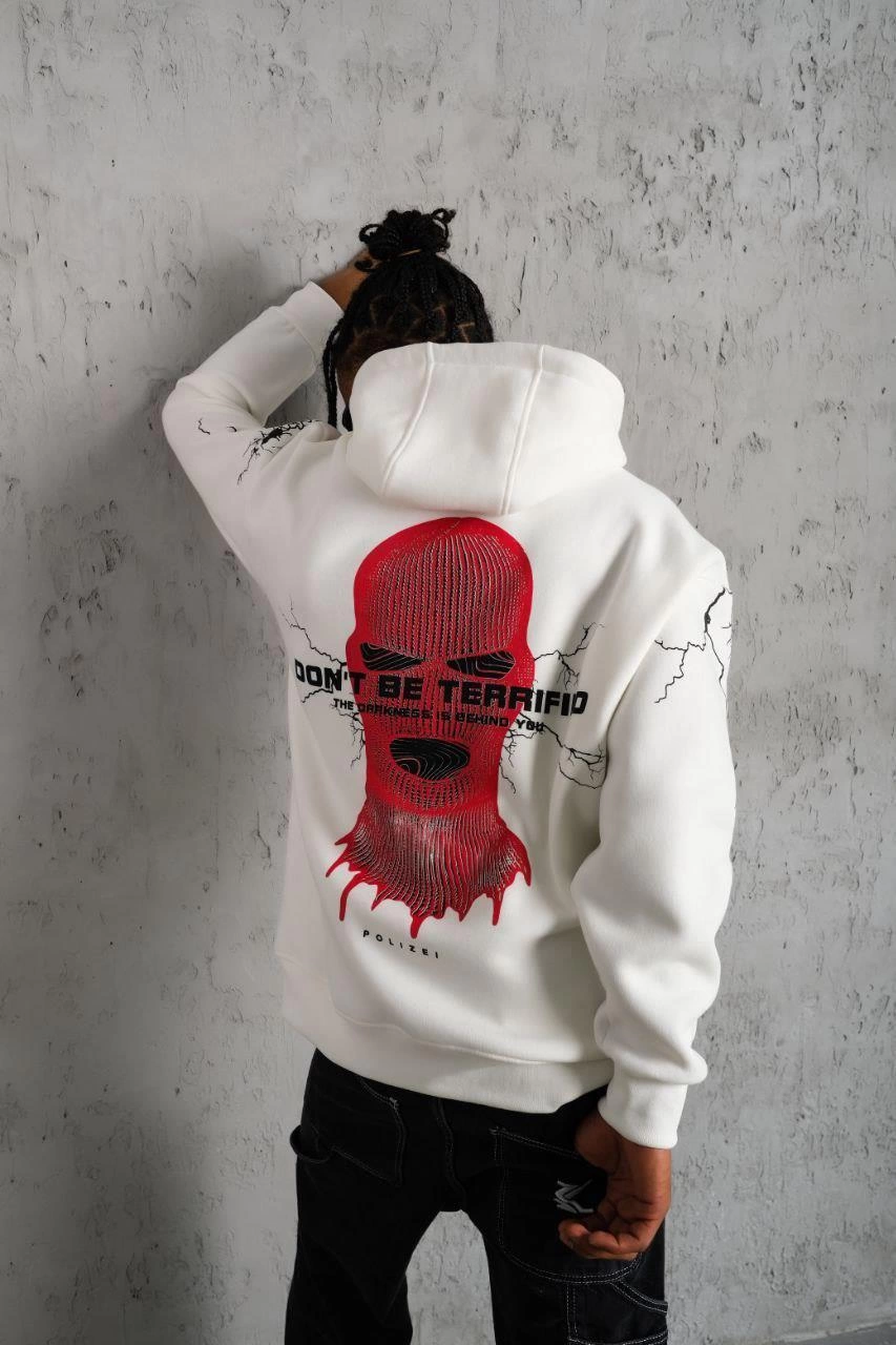 ASSEMA Erkek Oversize Üç İplik Kapüşonlu Sweatshirt  - Beyaz