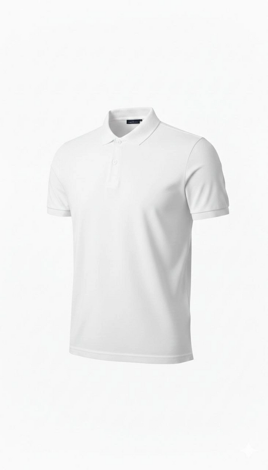 ASSEMA Erkek Pike Kumaş Düğmeli Yaka Regular Fit Günlük Kısa kol Tişört T-shirt - Beyaz