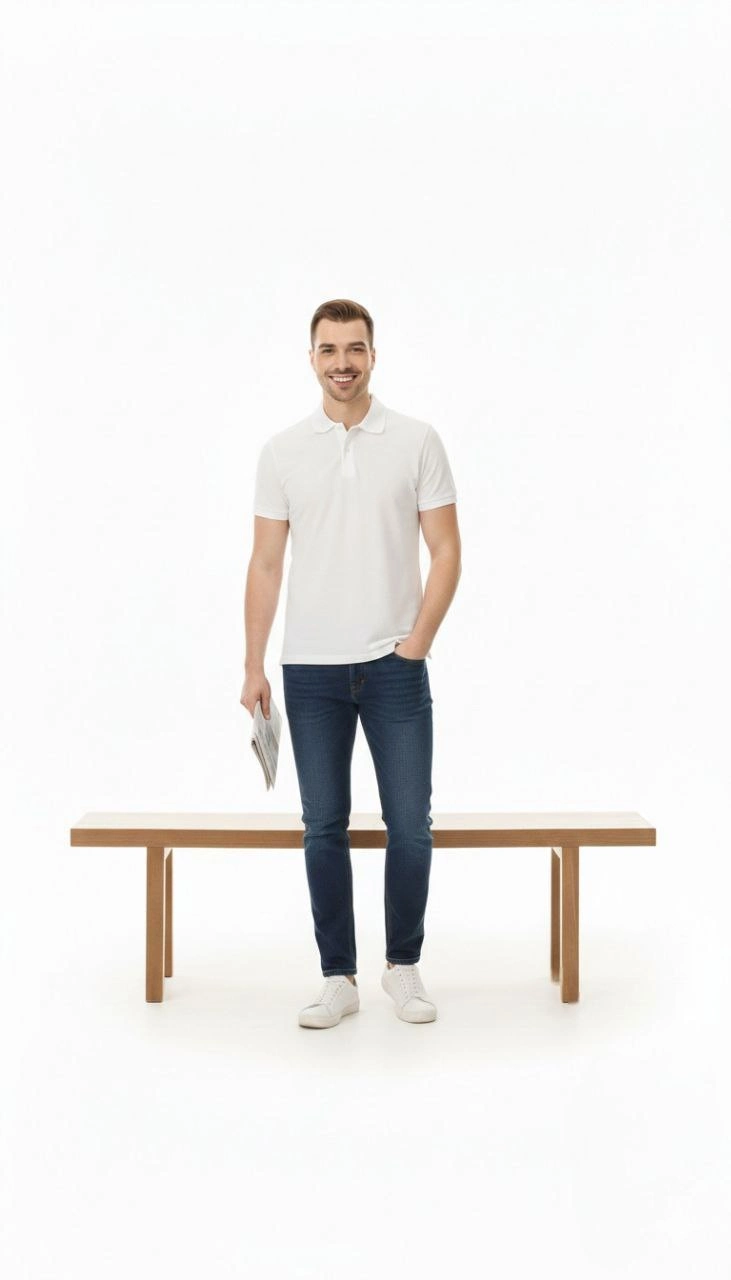 ASSEMA Erkek Pike Kumaş Düğmeli Yaka Regular Fit Günlük Kısa kol Tişört T-shirt - Beyaz