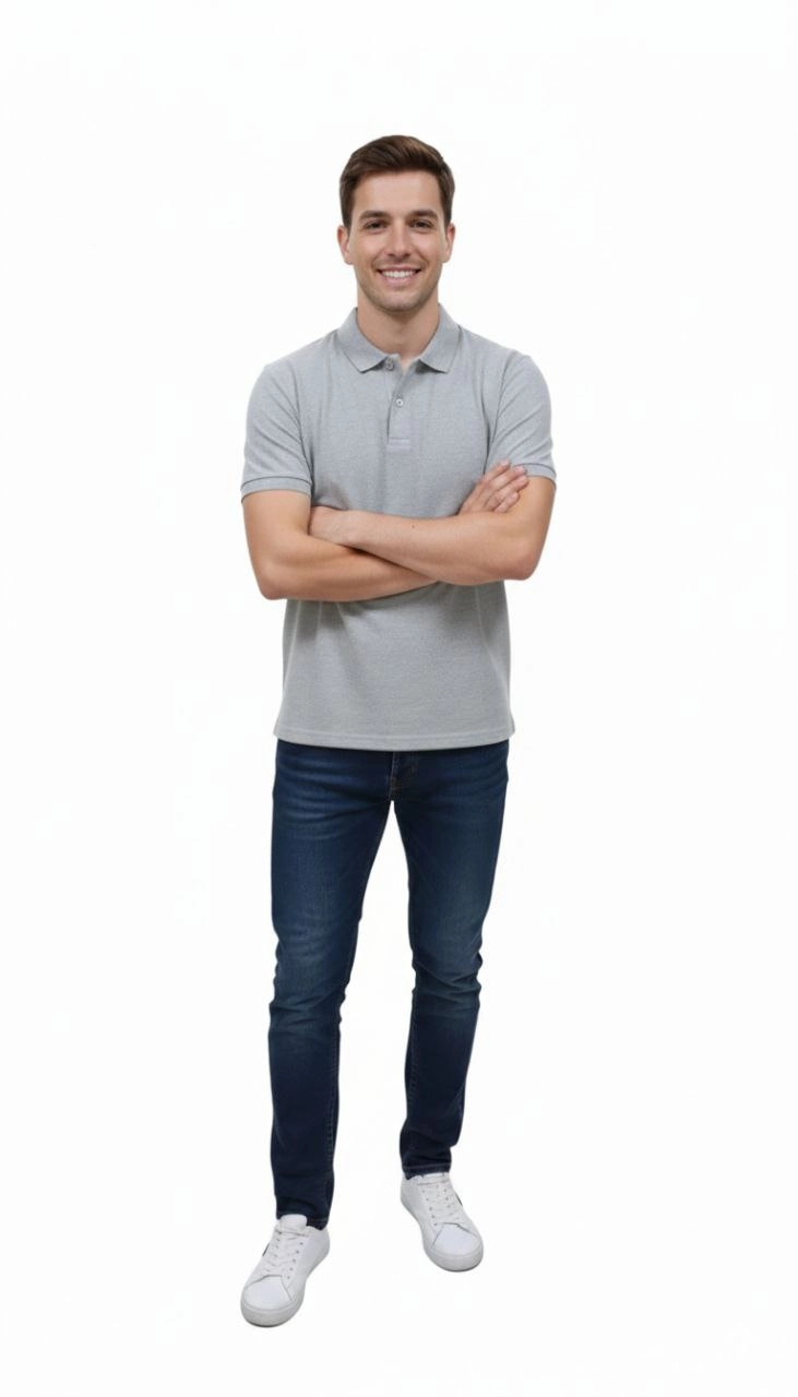 ASSEMA Erkek Pike Kumaş Düğmeli Yaka Regular Fit Günlük Kısa kol Tişört T-shirt - Gri