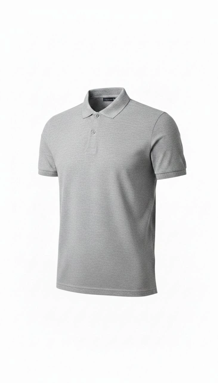 ASSEMA Erkek Pike Kumaş Düğmeli Yaka Regular Fit Günlük Kısa kol Tişört T-shirt - Gri