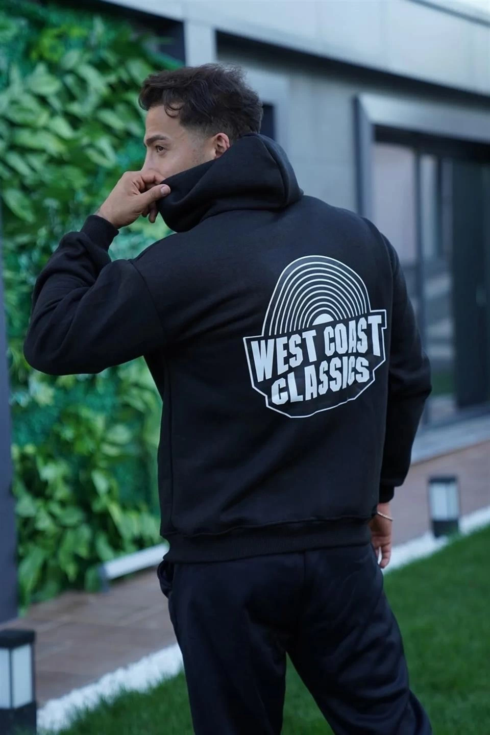 ASSEMA Erkek Oversize Üç İplik Kapüşonlu Sweatshirt  - Siyah