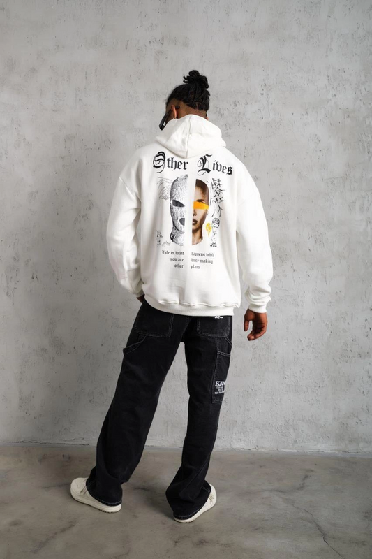 ASSEMA Erkek Oversize Üç İplik Şardonlu Kapüşonlu Baskılı Sweatshirt
