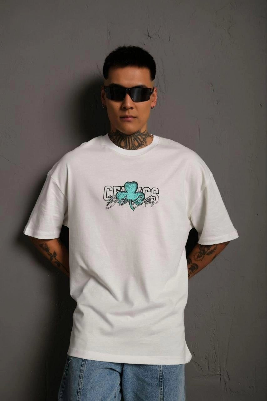 ASSEMA Erkek Sırt Baskılı  Kısa kol T-shirt - Beyaz