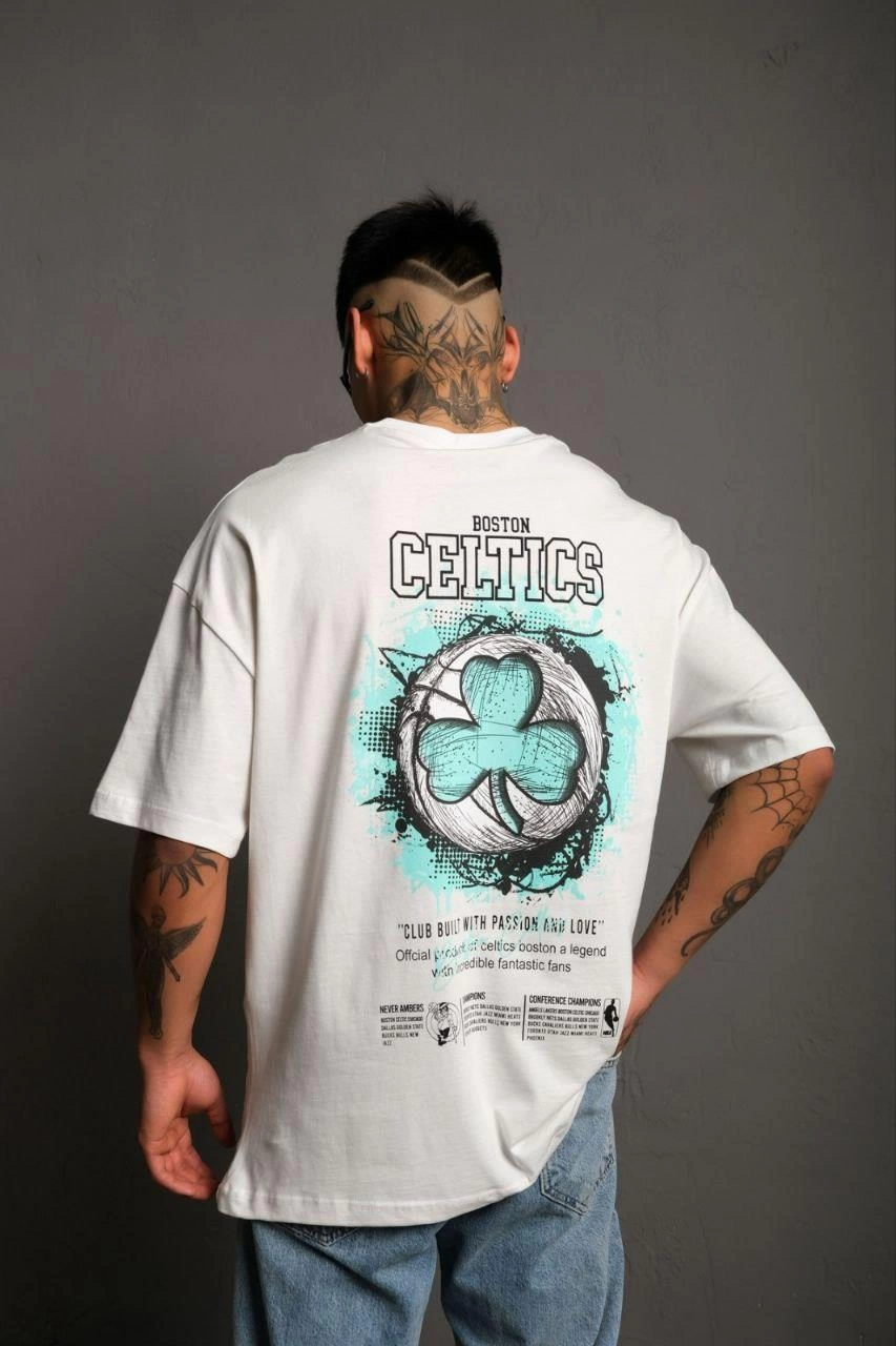 ASSEMA Erkek Sırt Baskılı  Kısa kol T-shirt - Beyaz