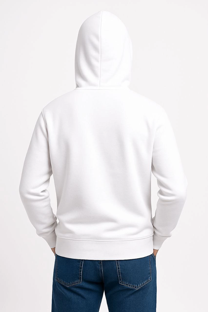 ASSEMA Erkek Üç İplik Kapüşonlu Kanguru Cepli SweatShirt hoodie - Beyaz