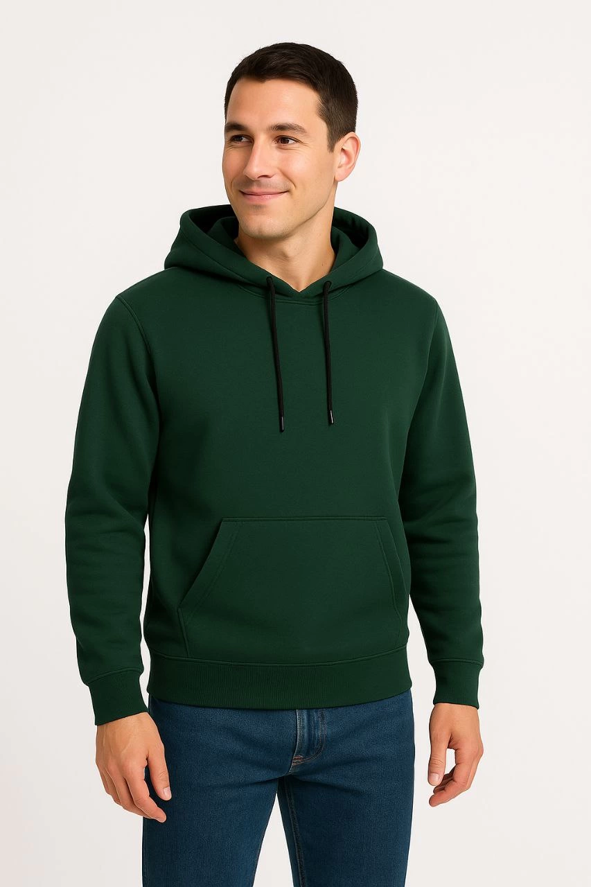 ASSEMA Erkek Üç İplik Kapüşonlu Kanguru Cepli SweatShirt hoodie - Haki