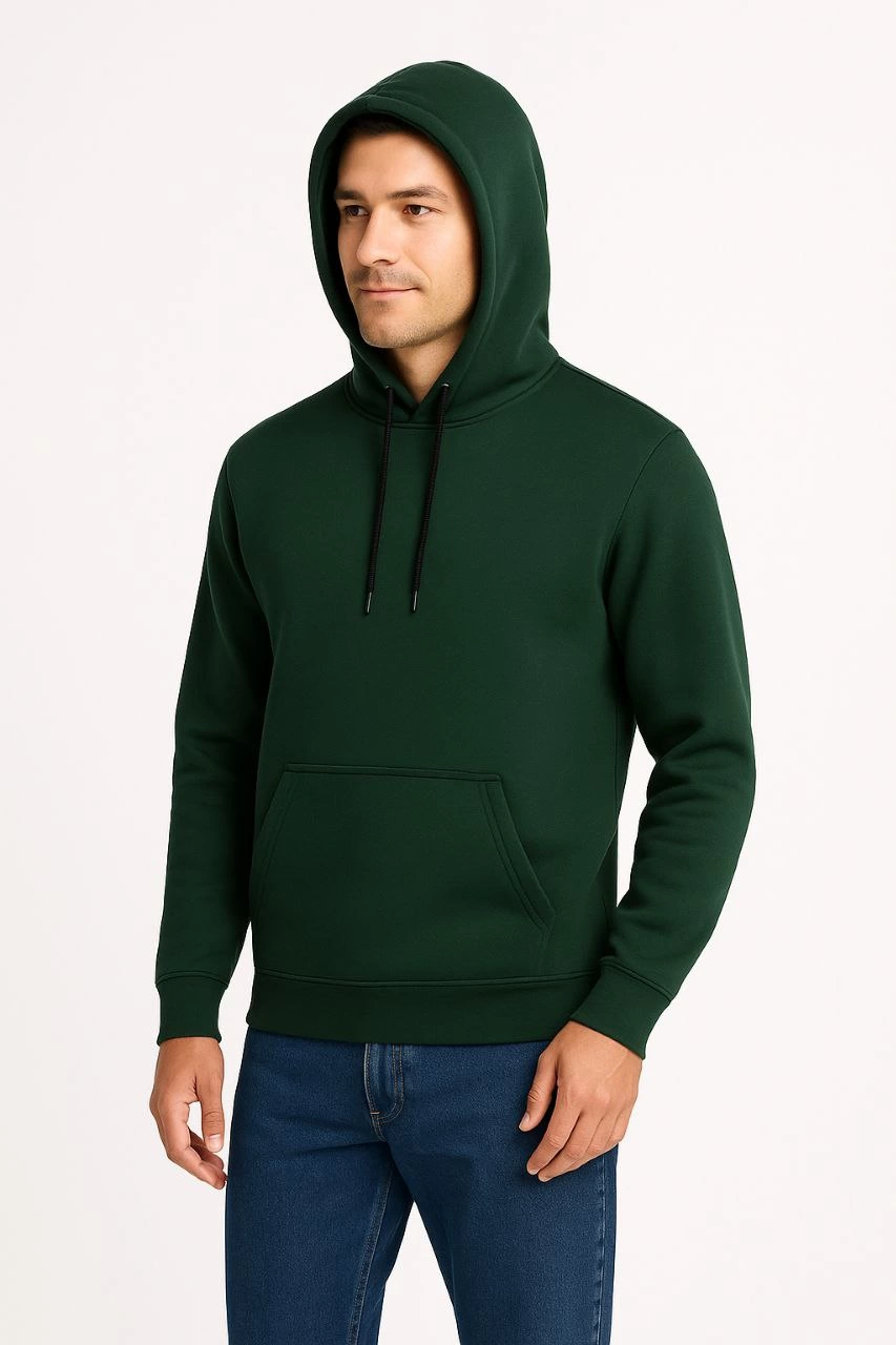ASSEMA Erkek Üç İplik Kapüşonlu Kanguru Cepli SweatShirt hoodie - Haki
