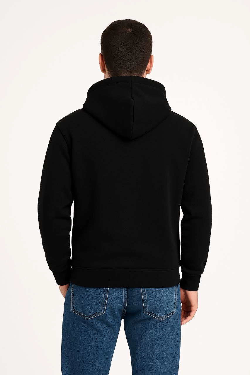 ASSEMA Erkek Üç İplik Kapüşonlu Kanguru Cepli SweatShirt hoodie - Siyah