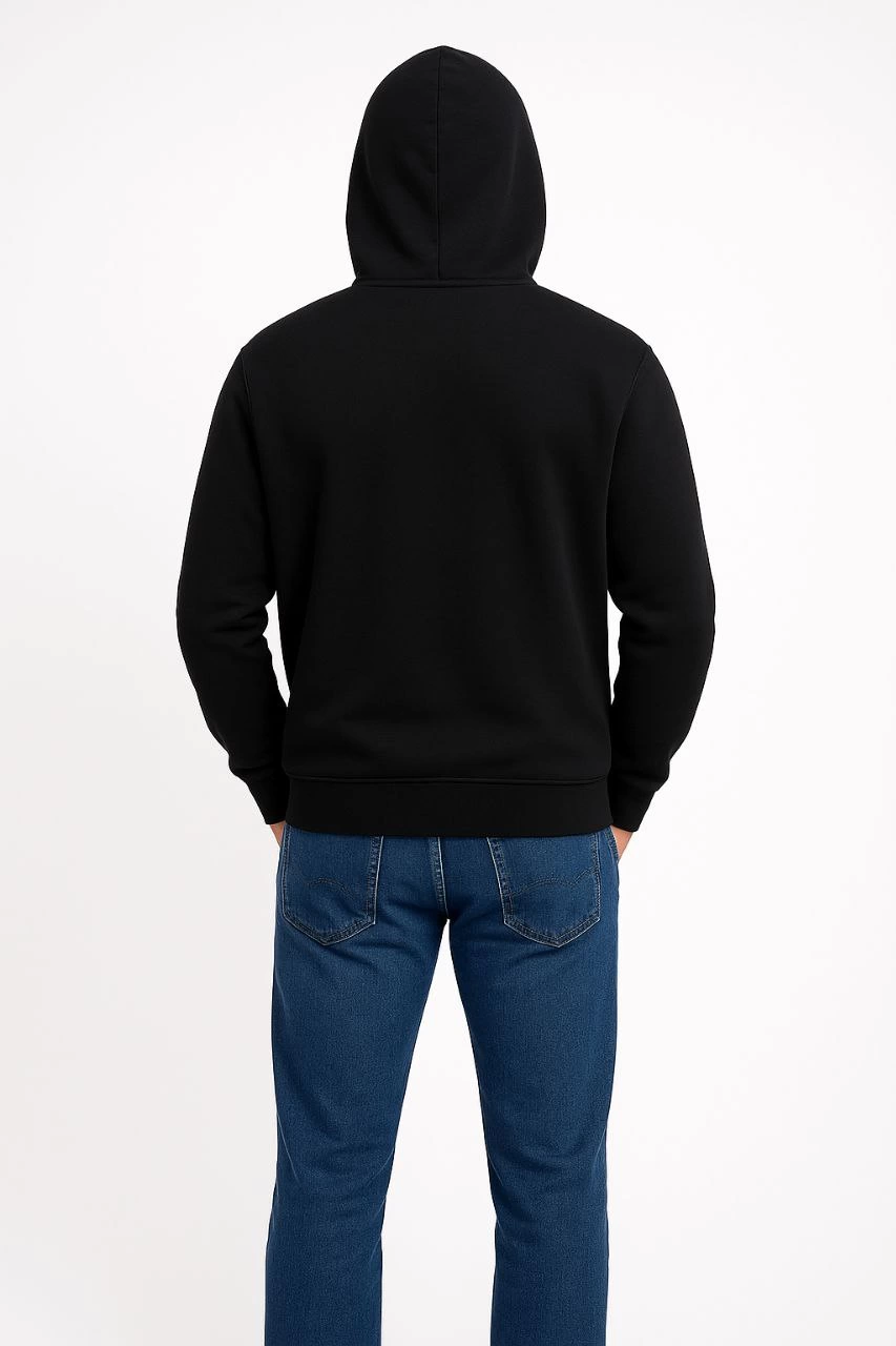 ASSEMA Erkek Üç İplik Kapüşonlu Kanguru Cepli SweatShirt hoodie - Siyah