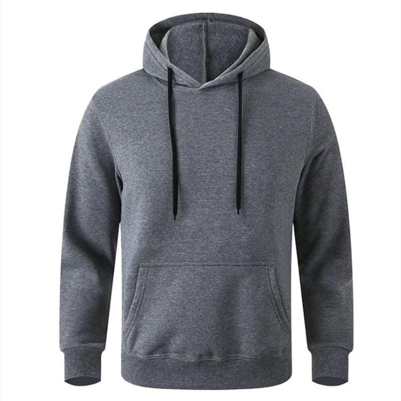 ASSEMA Erkek Uzun Kol Kapşonlu Basic Sweatshirt hoodie - Füme
