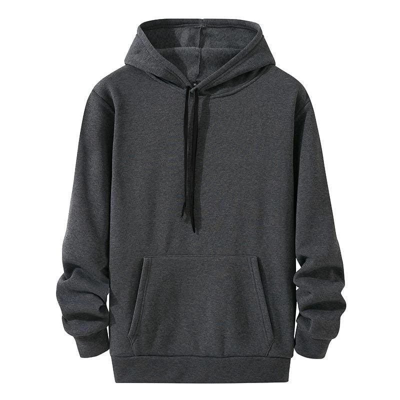 Kadın 3 İplik Pamuklu Kapüşonlu Kanguru Cepli Düz Oversize Hoodie Sweatshirt - Füme