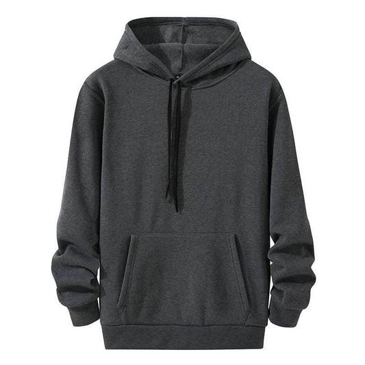 Kadın 3 İplik Pamuklu Kapüşonlu Kanguru Cepli Düz Oversize Hoodie Sweatshirt - Füme
