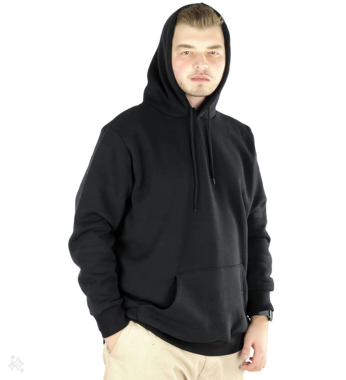 ASSEMA Erkek Uzun Kol Kapşonlu Basic Sweatshirt hoodie - Siyah