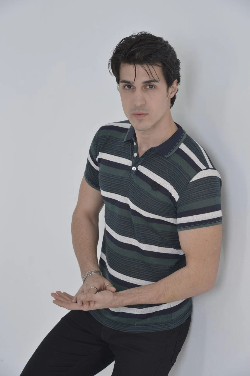 ASSEMA Erkek Yakalı tişort Slim Fit Dokuma Çizgili  Kısa kol T-Shirt - Haki