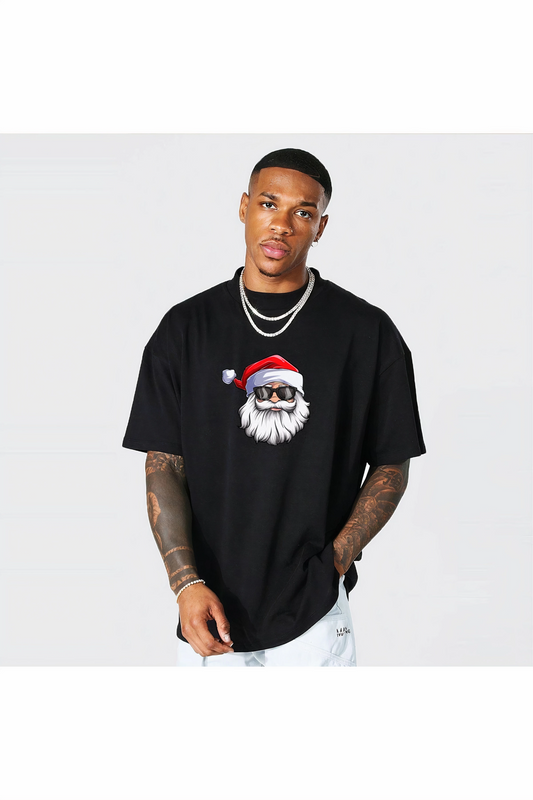 ASSEMA Gözlüklü Noel Baba T-shirt - Siyah