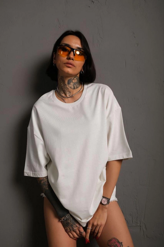 ASSEMA Kadın Düz  Kısa kol  Penye T-shirt - Beyaz