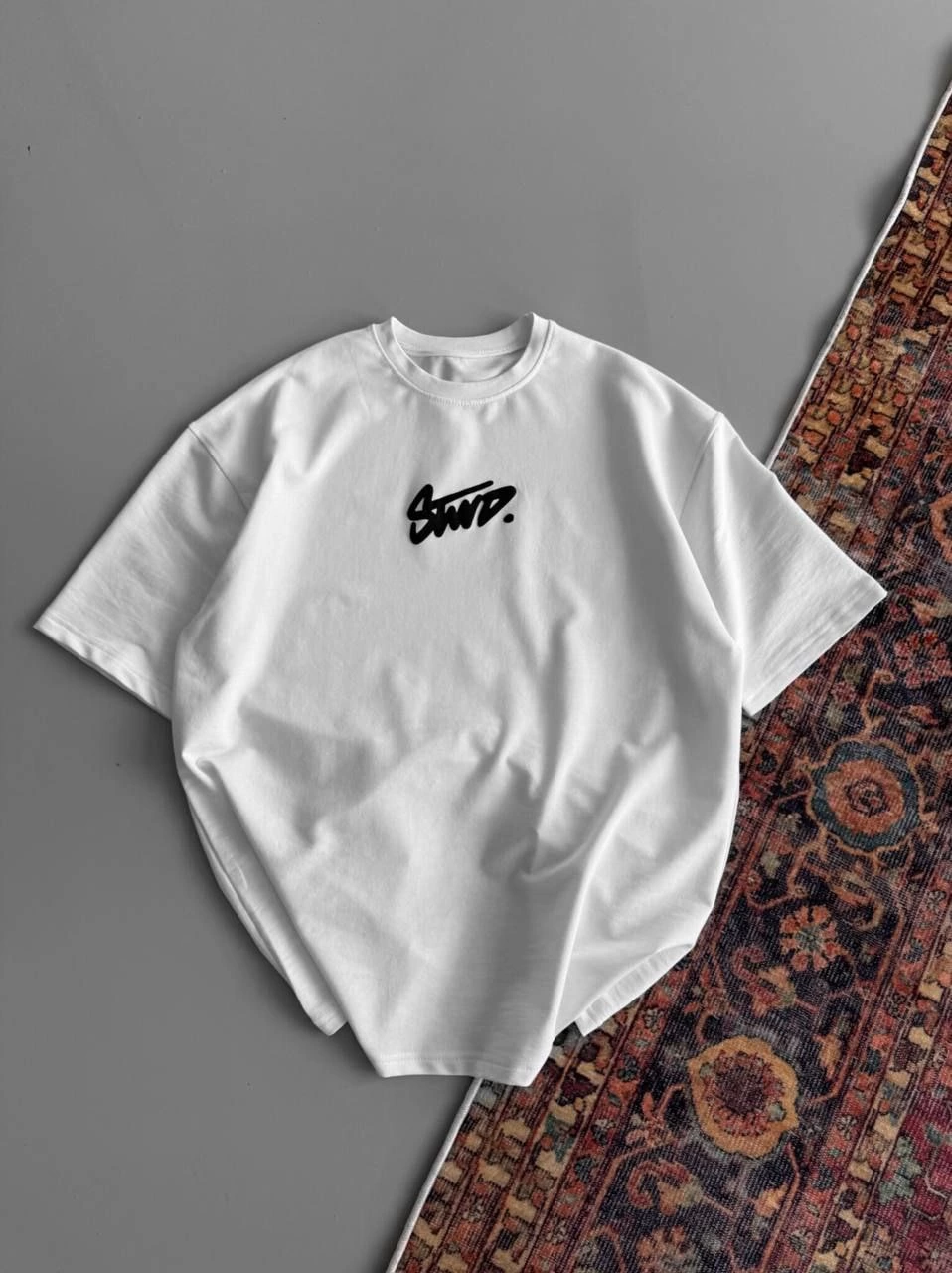 ASSEMA Kadın Baskılı Oversize  Kısa kol T-shirt - Beyaz