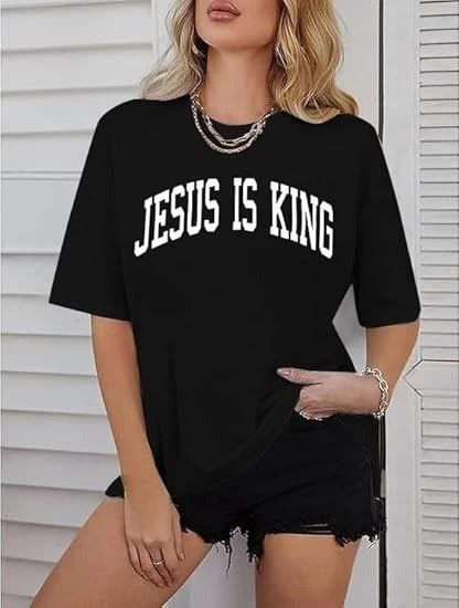 ASSEMA Kadın Baskılı T-Shirt Kısa Kol Bisiklet Yaka Ovarsize Rahat Kalıp Tişört -  Siyah